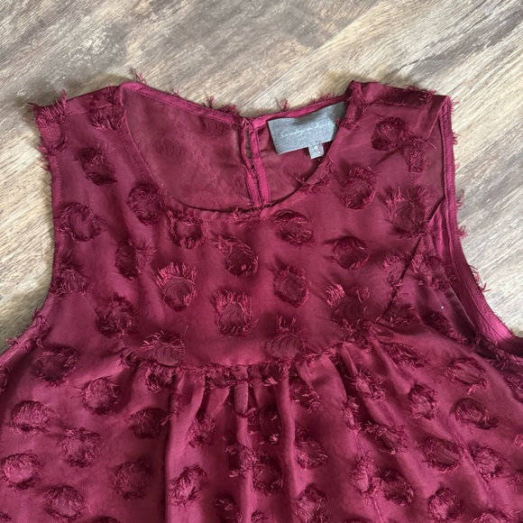 Anthropologie Deep Red Textured Sleeveless Top - Picture 2 of 5
